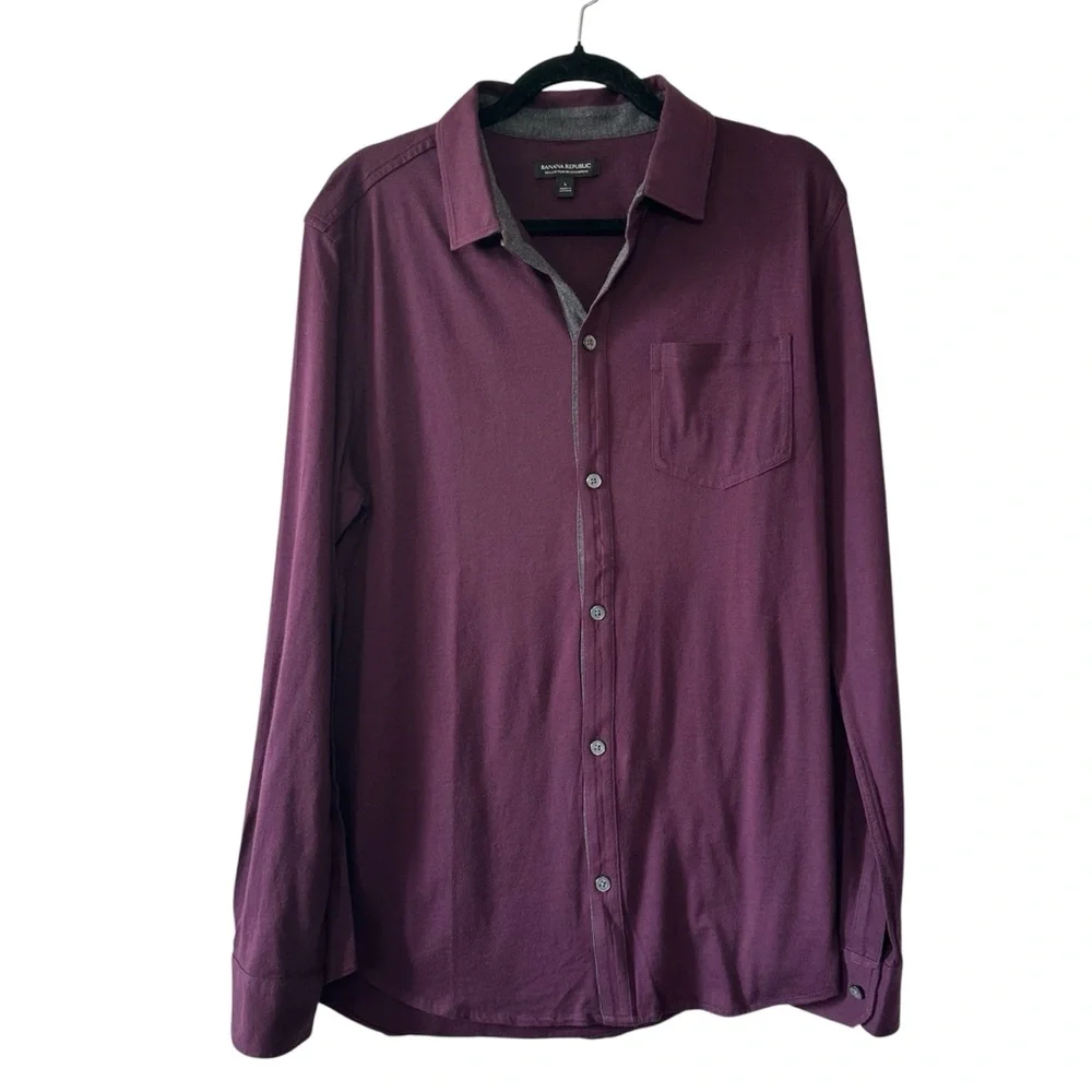 Banana Republic Men's Purple 90% Cotton 10% Cashmere Button-Up L/S Shirt- Large
